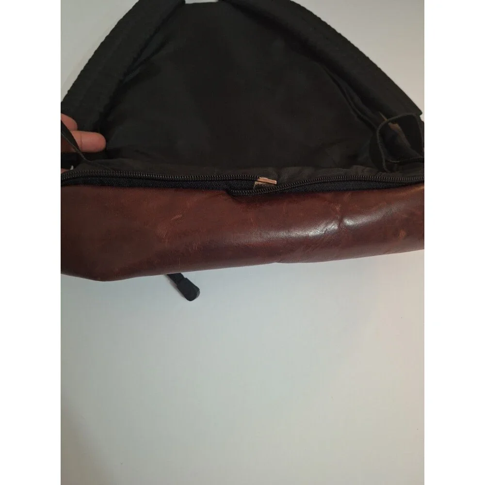 Vintage 90's Timberland Canvas Leather Bottom Backpack Bag Black Brown Gorpcore